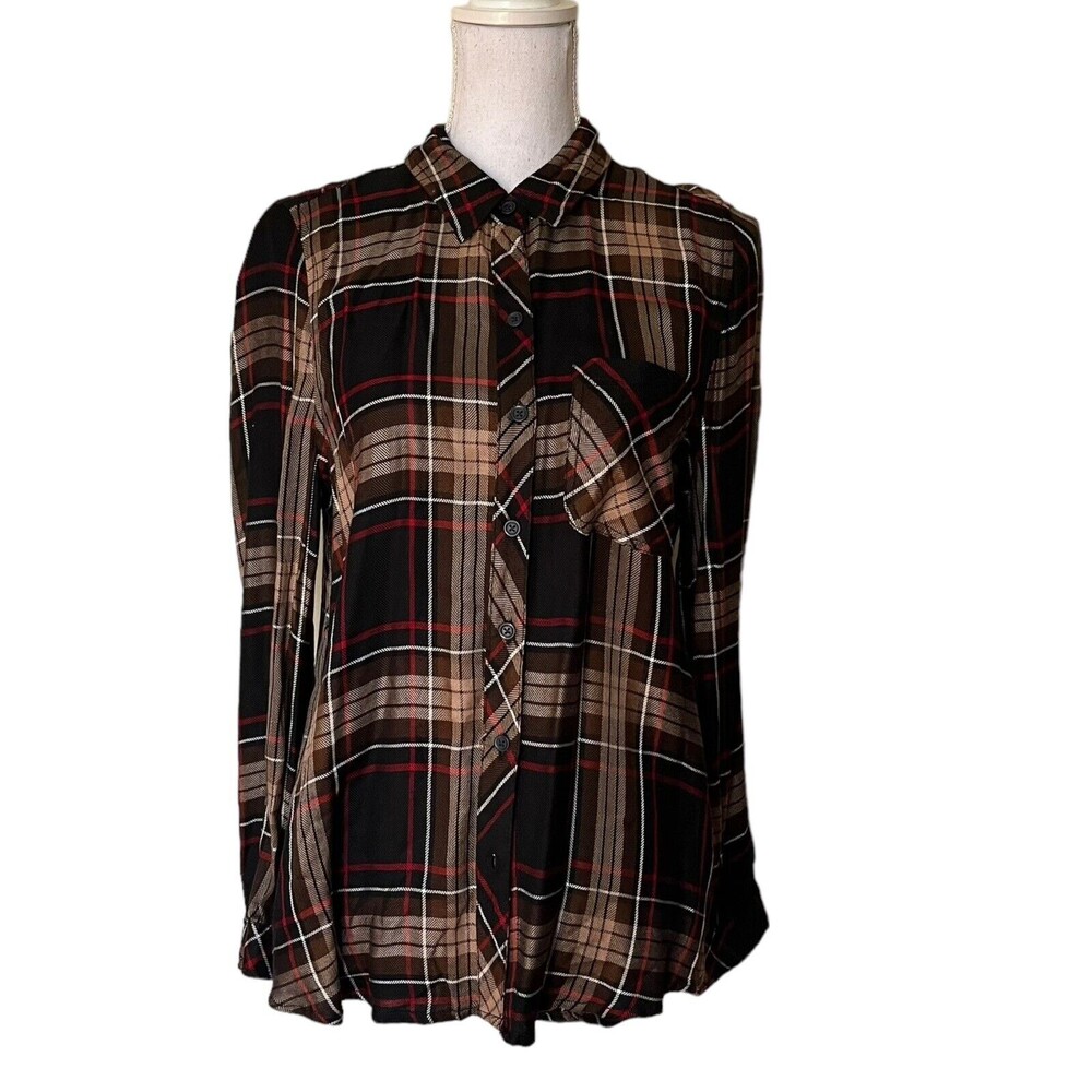 3/$30 Beachlunchlounge Charley Shirt Plaid Long Sleeve Button Down Top shirt M